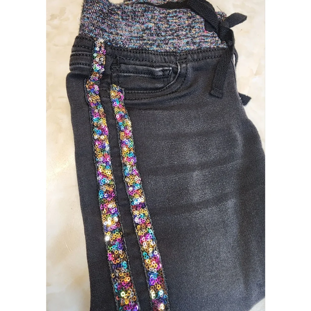 Girls Wonder Nation Jean Capris Black/Silver Size XS 4-5